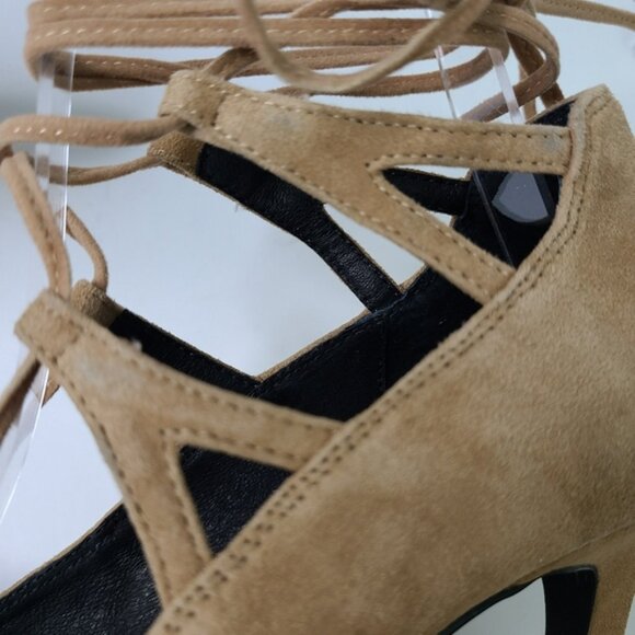 Jeffrey Campbell Camel Tan Brielle Tan Suede Lace-Up Heels - Picture 8 of 12